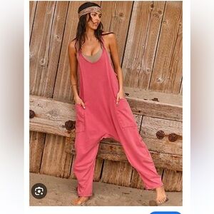 Free people hot shot onesie jumpsuit lovestruck pink medium GREAT CONDITION